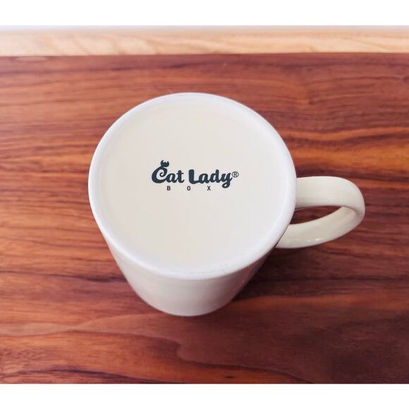 Rise & Shine Cat Lady Cup Mug 12 oz Coffee Tea Cocoa Yellow Blue - Picture 6 of 7